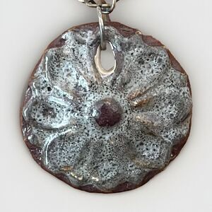 Rustic Daisy Pendant Handmade Ceramic Flower‎ Necklace Cottagecore Fairy